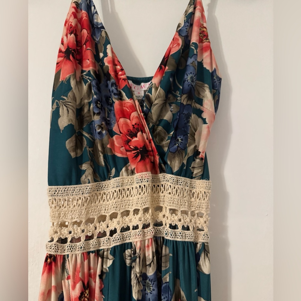 Floral Maxi Dress with Crochet Detail